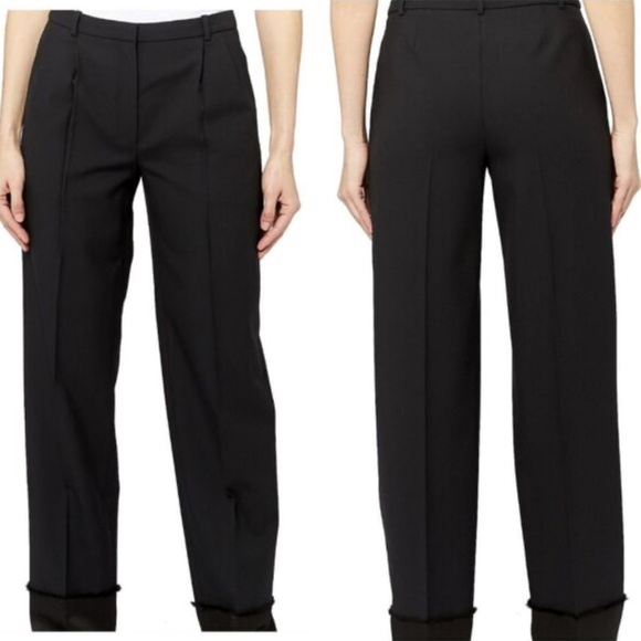 NWT Theory Pleated Straight Wool Trouser with Satin Hem Size 10 - Picture 1 of 13